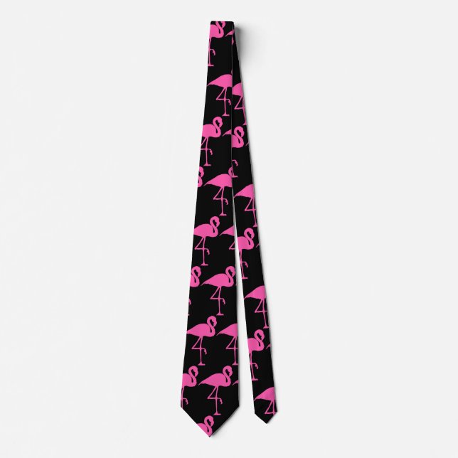 Customize Pink Flamingo Neck Tie (Front)
