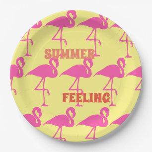 Customize Pink Flamingo Paper Plates