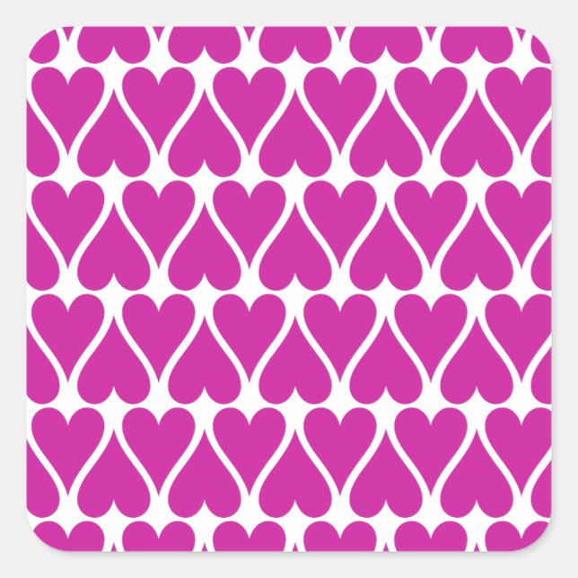 Customize Pink Hearts Square Sticker (Front)