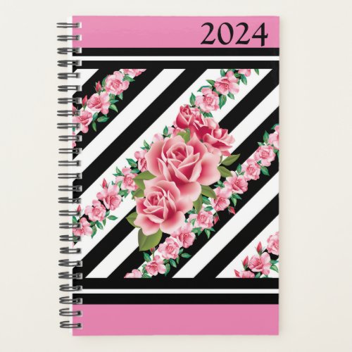 Customize Pink Roses 2024 Yearly Planner