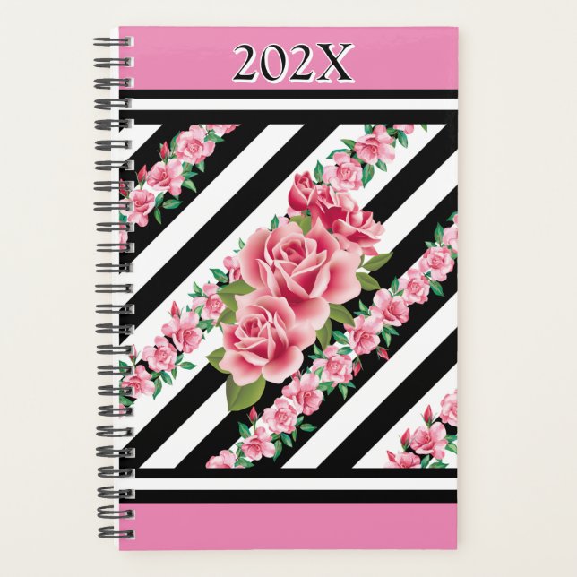 Customize Pink Roses Yearly Planner (Front)