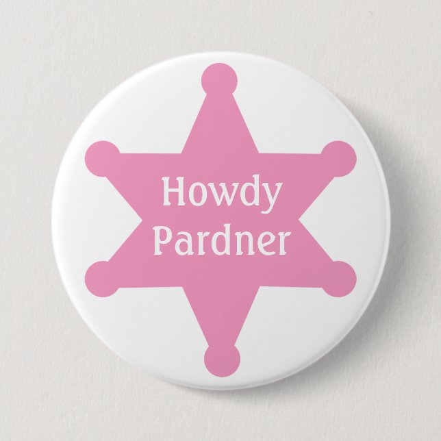 Customize Pink Sheriff Badge Pinback Button (Front)