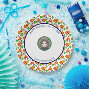 Customize Pizza Birthday Party Little Boy Picture Paper Plates