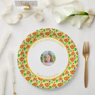 Customize Pizza Birthday Party Little Girl Picture Paper Plates