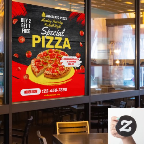 Customize Pizza Football Night Pepperoni Deal Window Cling