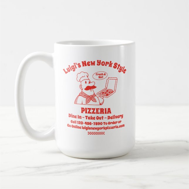 Customize Pizza Restaurant Detailed Graphic  Coffee Mug (Left)