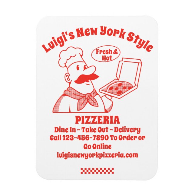 Customize Pizza Restaurant Detailed Graphic  Magnet (Vertical)