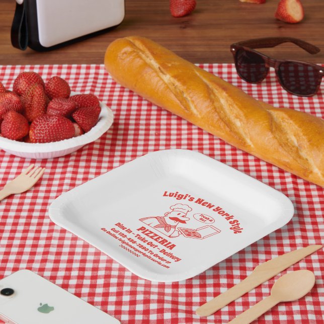 Customize Pizza Restaurant Detailed Graphic  Paper Plates (Picnic)