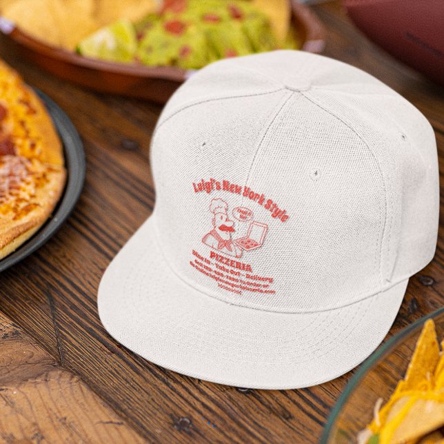 Customize Pizza Restaurant Detailed Graphic  Snap Back Hat (The mockup will not display your customized text.)