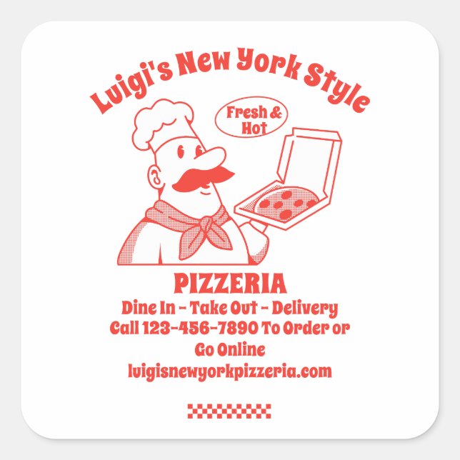 Customize Pizza Restaurant Detailed Graphic  Square Sticker (Front)