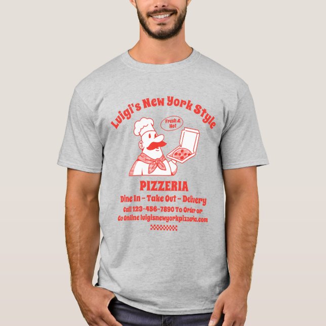Customize Pizza Restaurant Detailed Graphic  T-Shirt (Front)