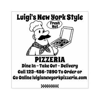 Customize Pizza Restaurant Detailed Rubber Stamp