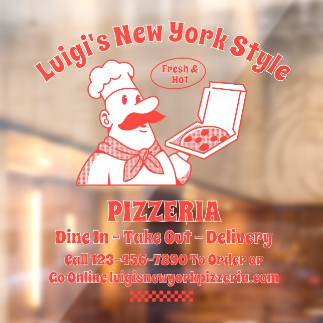 Customize Pizza Restaurant Front  Window Cling (Sheet 2)