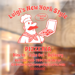 Customize Pizza Restaurant Front  Window Cling