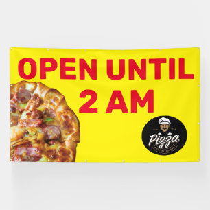 Customize Pizza Shop Logo Open Until 2AM Large Banner