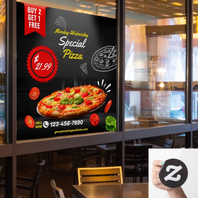 Customize Pizza Shop Special Deal Nights Large Window Cling (Restaurant Window)