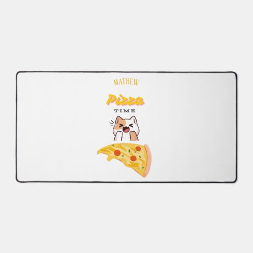 Customize Pizza Time Kitty Cat Desk Mat