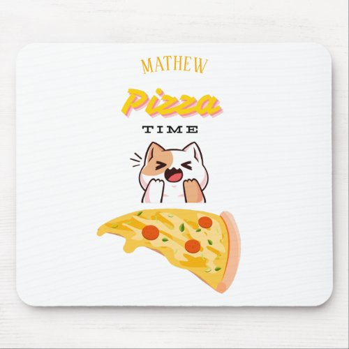 Customize Pizza Time Kitty Cat Mouse Pad