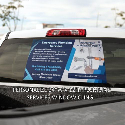 Customize Plumber Services Business Contractor Van Window Cling