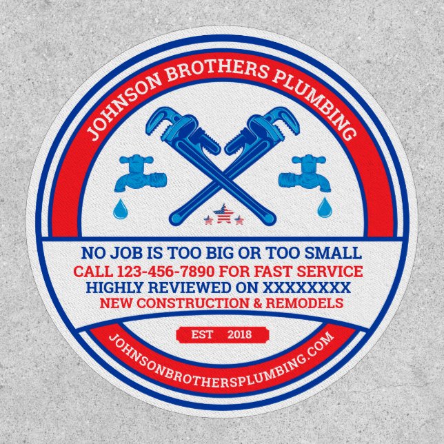 Customize Plumbing Contractor Business  Patch (Front)