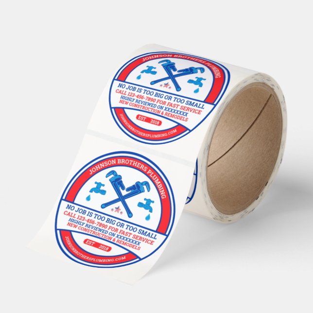 Customize Plumbing Contractor Business Window  Classic Round Sticker (Roll)