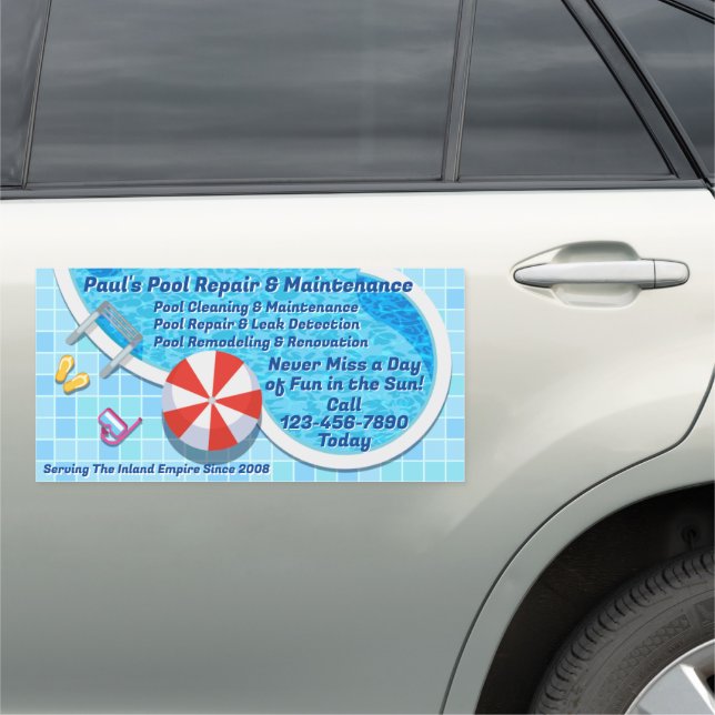 Customize Pool Maintenance Repair Service Business Car Magnet (In Situ)