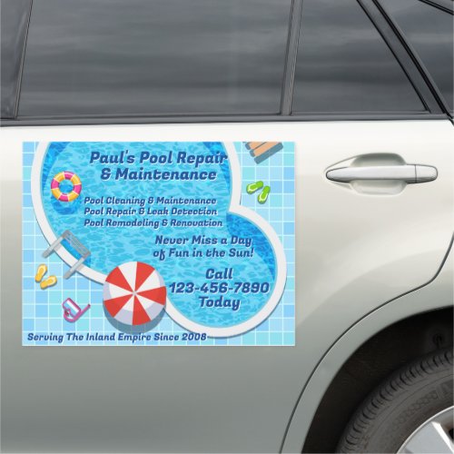 Customize Pool Maintenance Repair Service Business Car Magnet