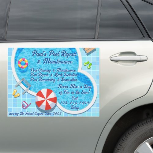 Customize Pool Maintenance Repair Service Business Car Magnet