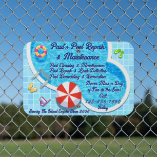 Customize Pool Maintenance Repair Service Business Metal Sign