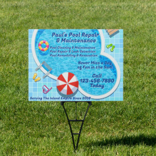 Customize Pool Maintenance Repair Service Yard Sign
