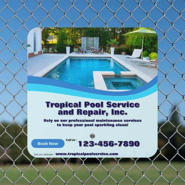 Customize Pool Maintenance Service Business Metal Sign (In Situ(Fence))