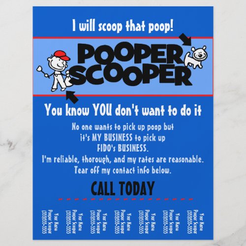 CUSTOMIZE Pooper Scooper business tear sheet flyer
