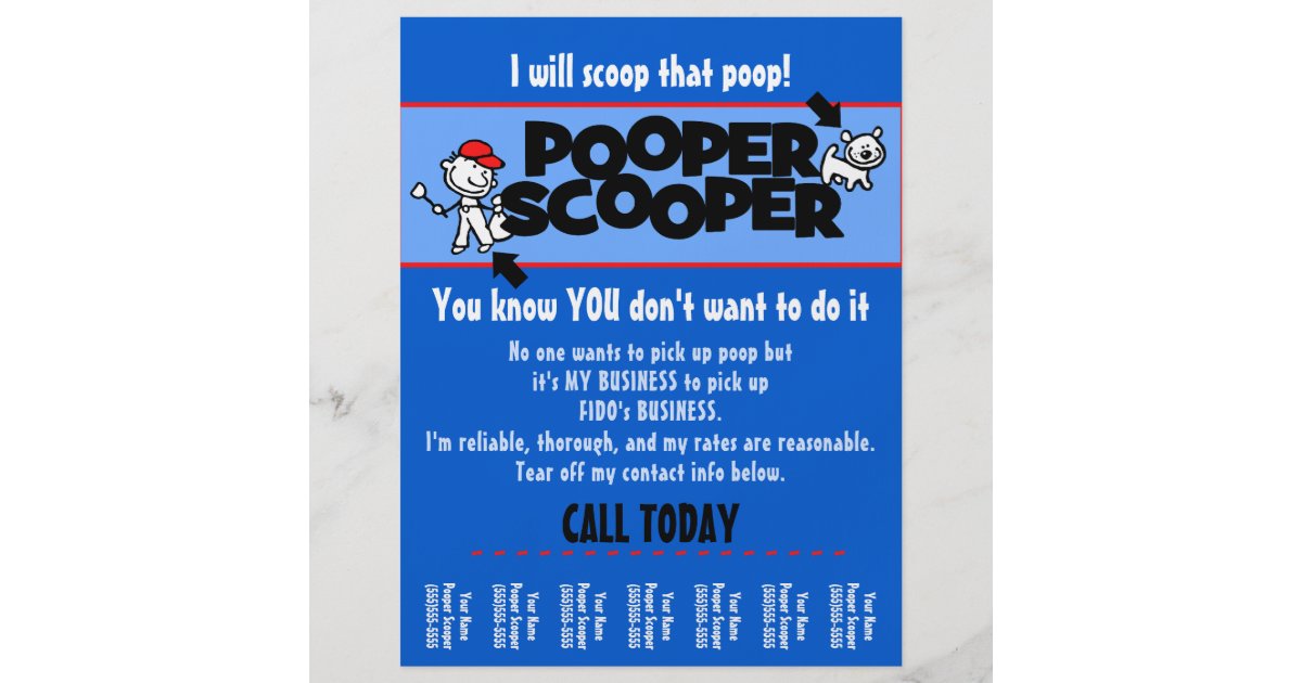 CUSTOMIZE Pooper Scooper business tear sheet flyer Zazzle