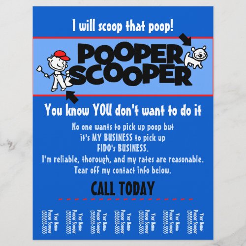 CUSTOMIZE Pooper Scooper business tear sheet flyer