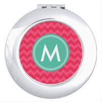 Customize Preppy Pink Chevron Monogram Vanity Mirror