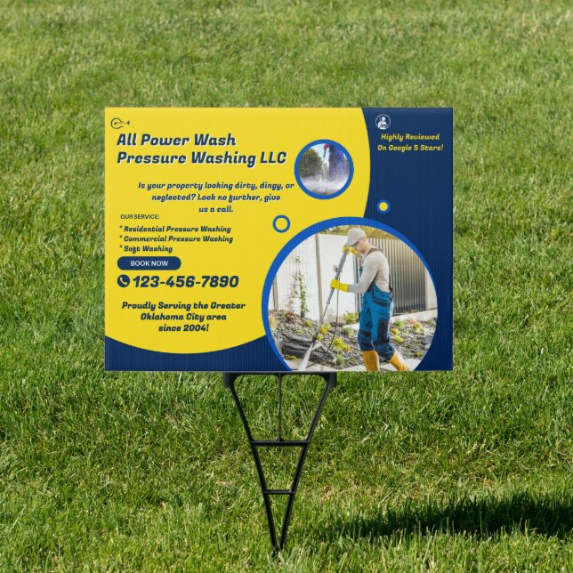 Customize Pressure Washing Business Two Sided Yard Sign (Insitu)