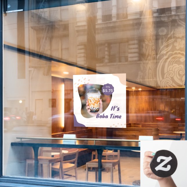 Customize Price Boba Milk Bubble Tea Window Cling (Cafe Window)