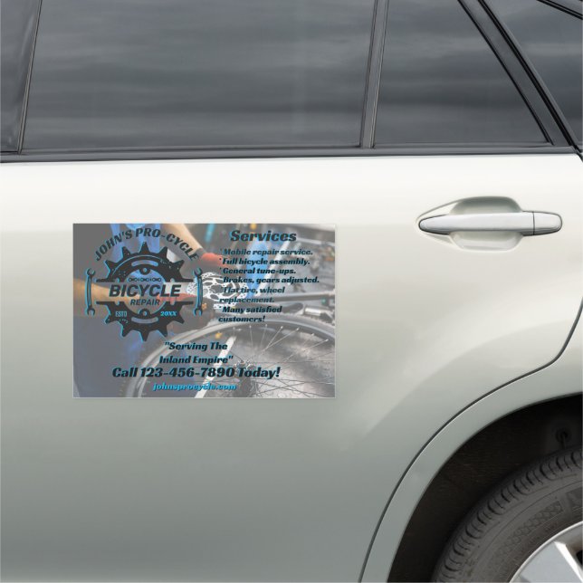 Customize Pro Bicycle Repair Business Truck Van  Car Magnet (In Situ)