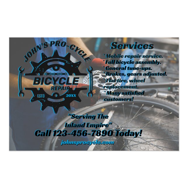 Customize Professional Bicycle Repair Business  Poster (Front)