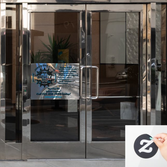 Customize Professional Bicycle Repair Business  Window Cling (Office Door)