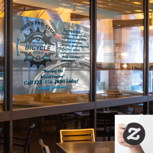 Customize Professional Bicycle Repair Business  Window Cling (Restaurant Window)