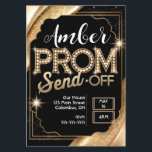 Customize PROM SEND-OFF Sparkling Black and Gold Flyer<br><div class="desc">Be captivated by the PROM SEND-OFF Flyer elegant, alluring, and modern design! The black and gold color scheme, exquisite pearl accents, and sparkling gold border will enchant you. Event details and other elements can be personalized. Use this Flyer to express your unique style and personality. Choose the PROM SEND-OFF Flyer...</div>