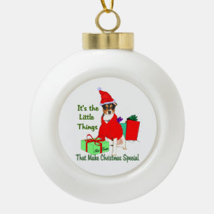 Customize PrRat Terrier Christmas Ceramic Ball Christmas Ornament