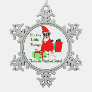 Customize PrRat Terrier Christmas Snowflake Pewter Christmas Ornament