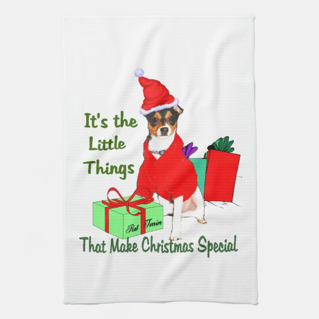 Customize PrRat Terrier Christmas Towel (Vertical)