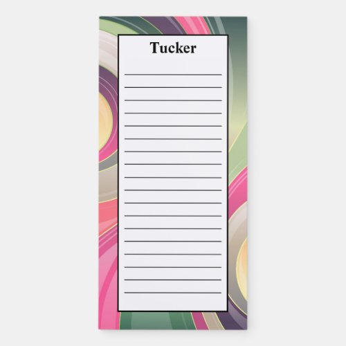 Customize Psychedelic Vibrant Color Pattern Lined  Magnetic Notepad