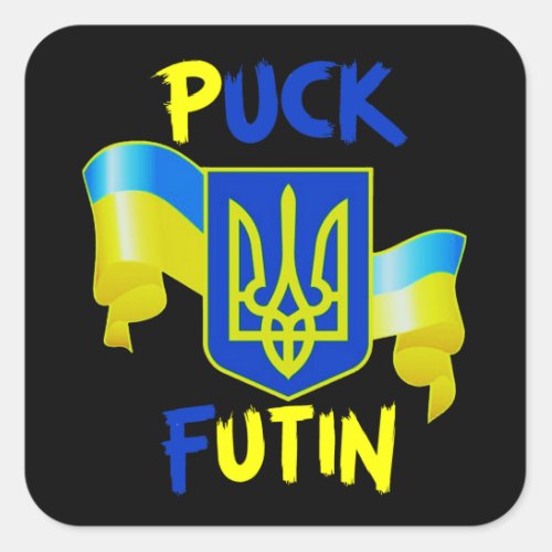 Customize PUCK FUTIN I support Ukraine FLAG Stand  Square Sticker