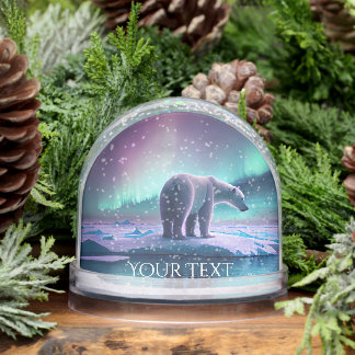 Customize: Purple Northern Lights Polar Bear Snow Globe