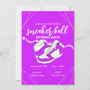 Customize purple sneaker ball invitation template