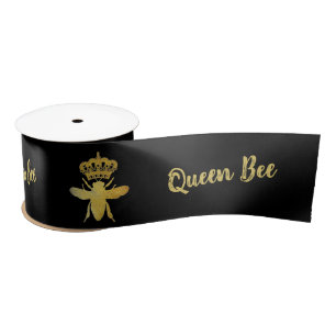 Customize QUEEN BEE Crown Gift Wrap Packing Black Satin Ribbon